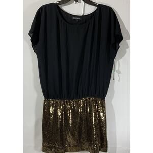 Express Nwt Black And Gold Mini Dress Size Small New Years Eve Party